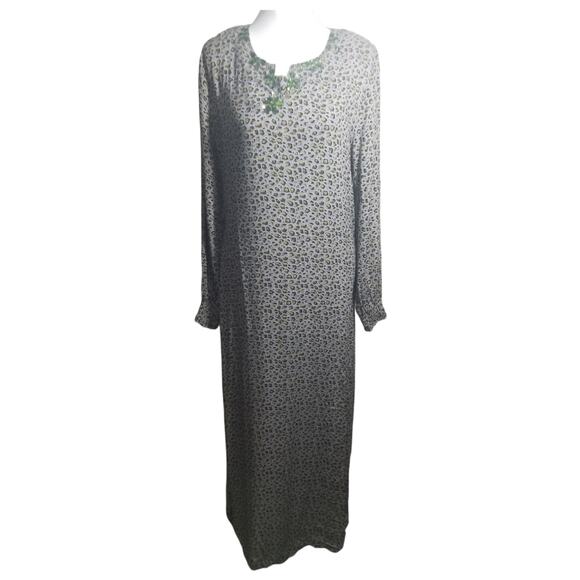 NWT Trendsetter Apparel Maxi Dress Medium Green Animal Print Sequin Rhinestone - Picture 1 of 10
